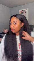 UNice 24” Kinky Straight V Part Wig – 180% Density | Luxe Rewear