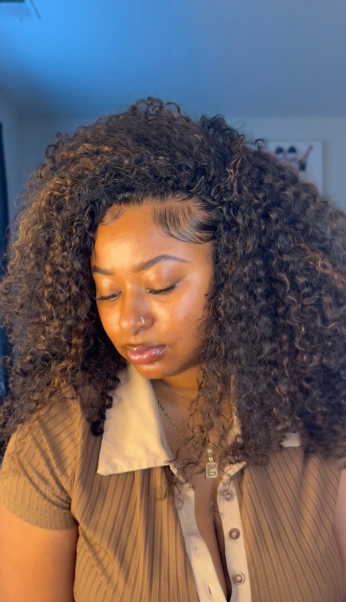 QVR Hair 18” 1B/30 Twist Curly Half Wig
