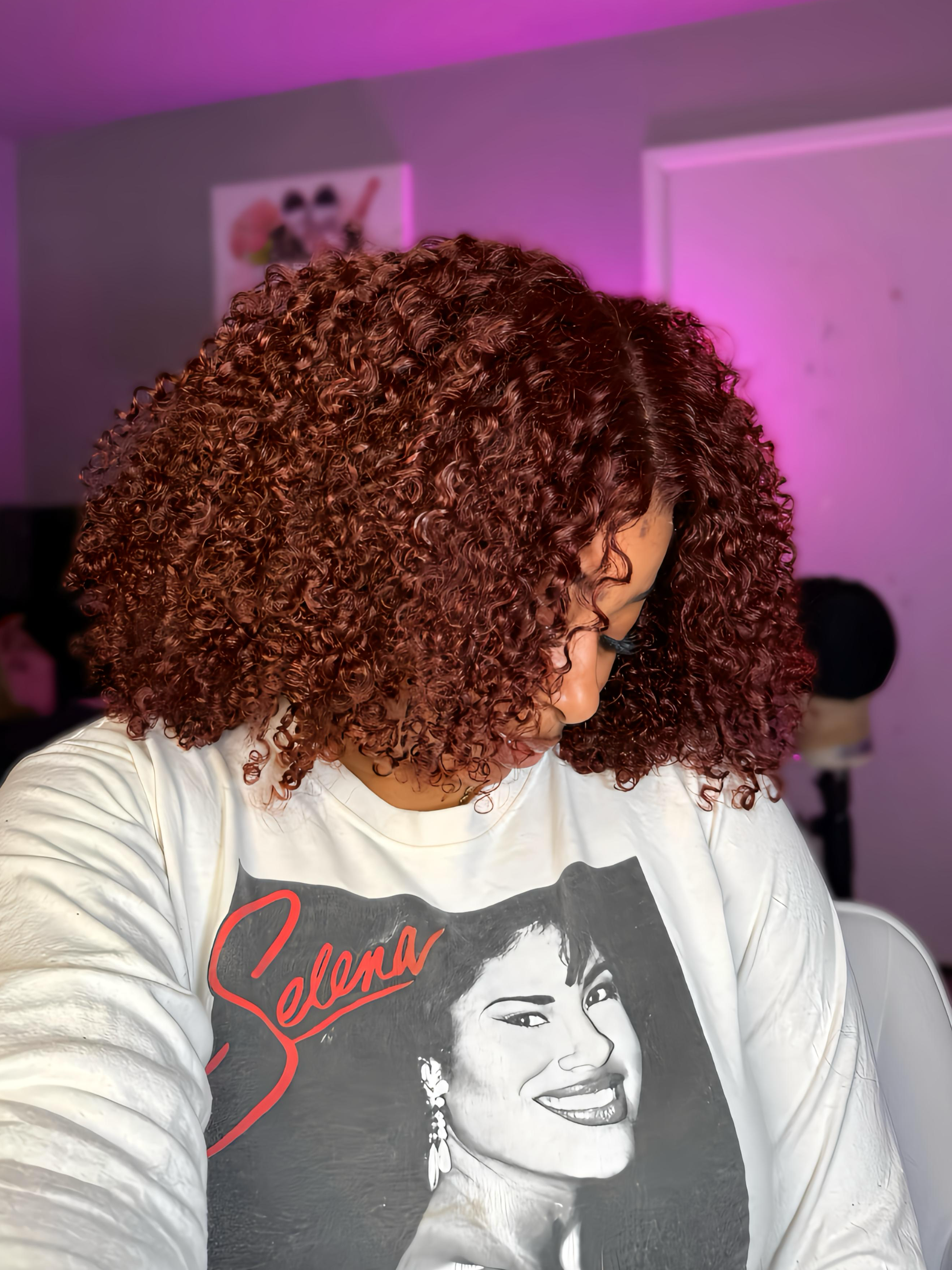 Custom Auburn Curly Lace Front Wig | 14”–16” Bob