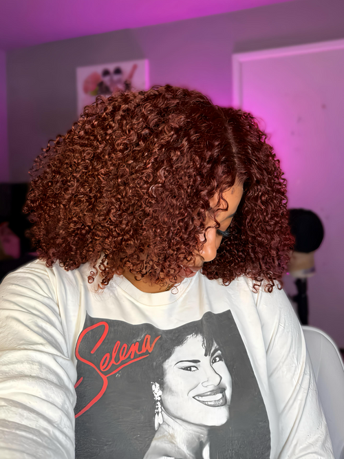 Custom Auburn Curly Lace Front Wig | 14”–16” Bob