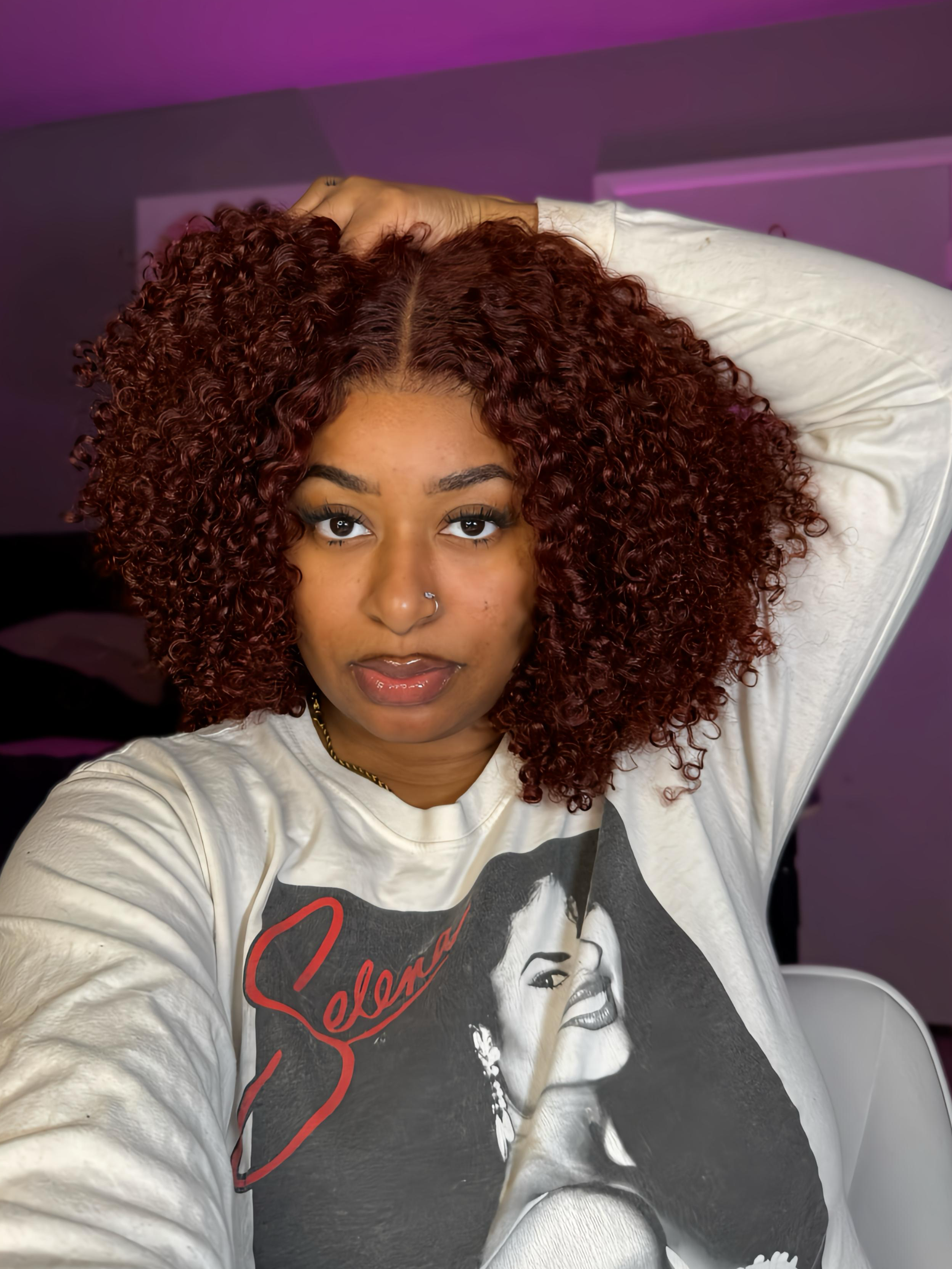 Custom Auburn Curly Lace Front Wig | 14”–16” Bob