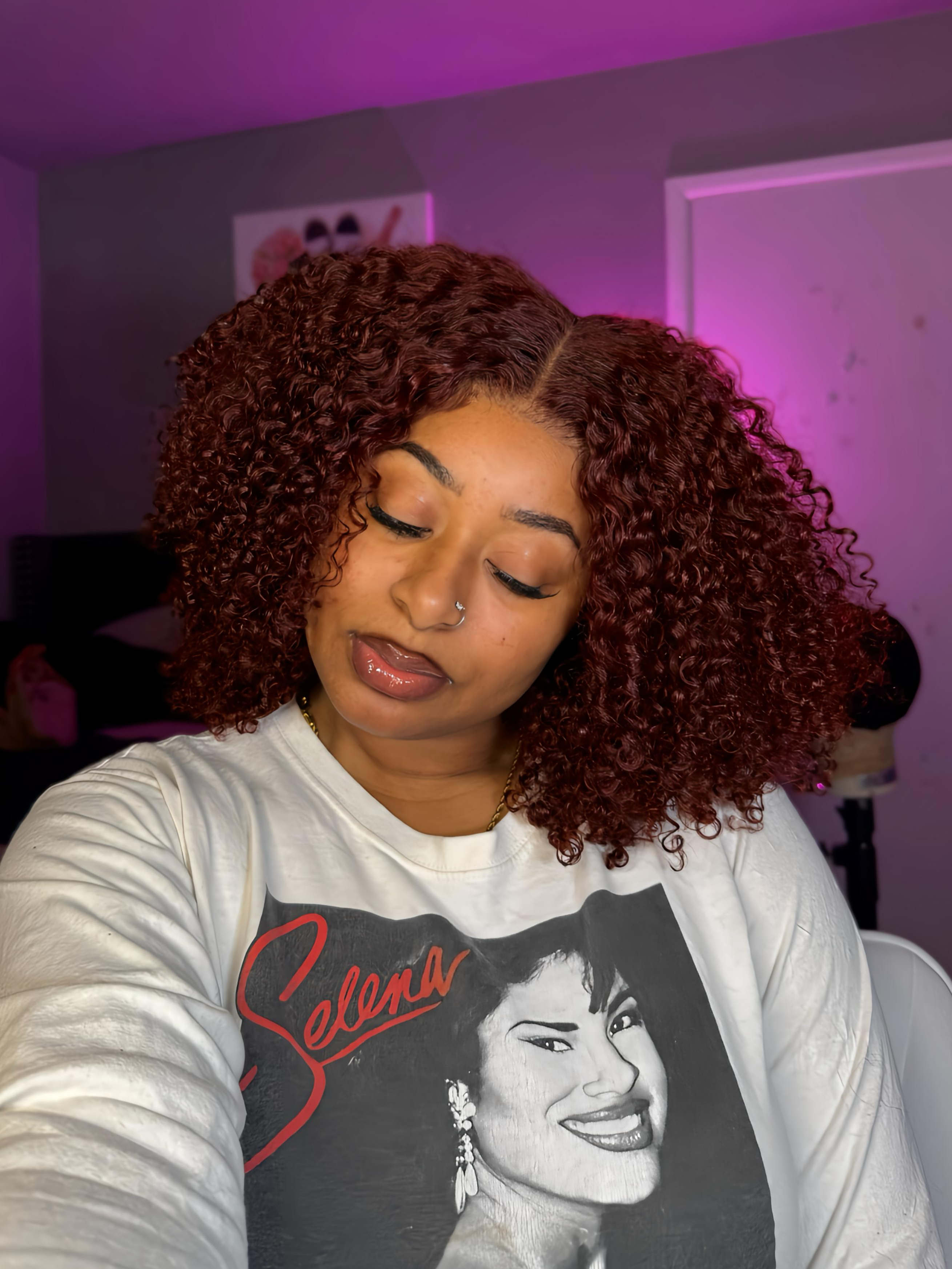 Custom Auburn Curly Lace Front Wig | 14”–16” Bob
