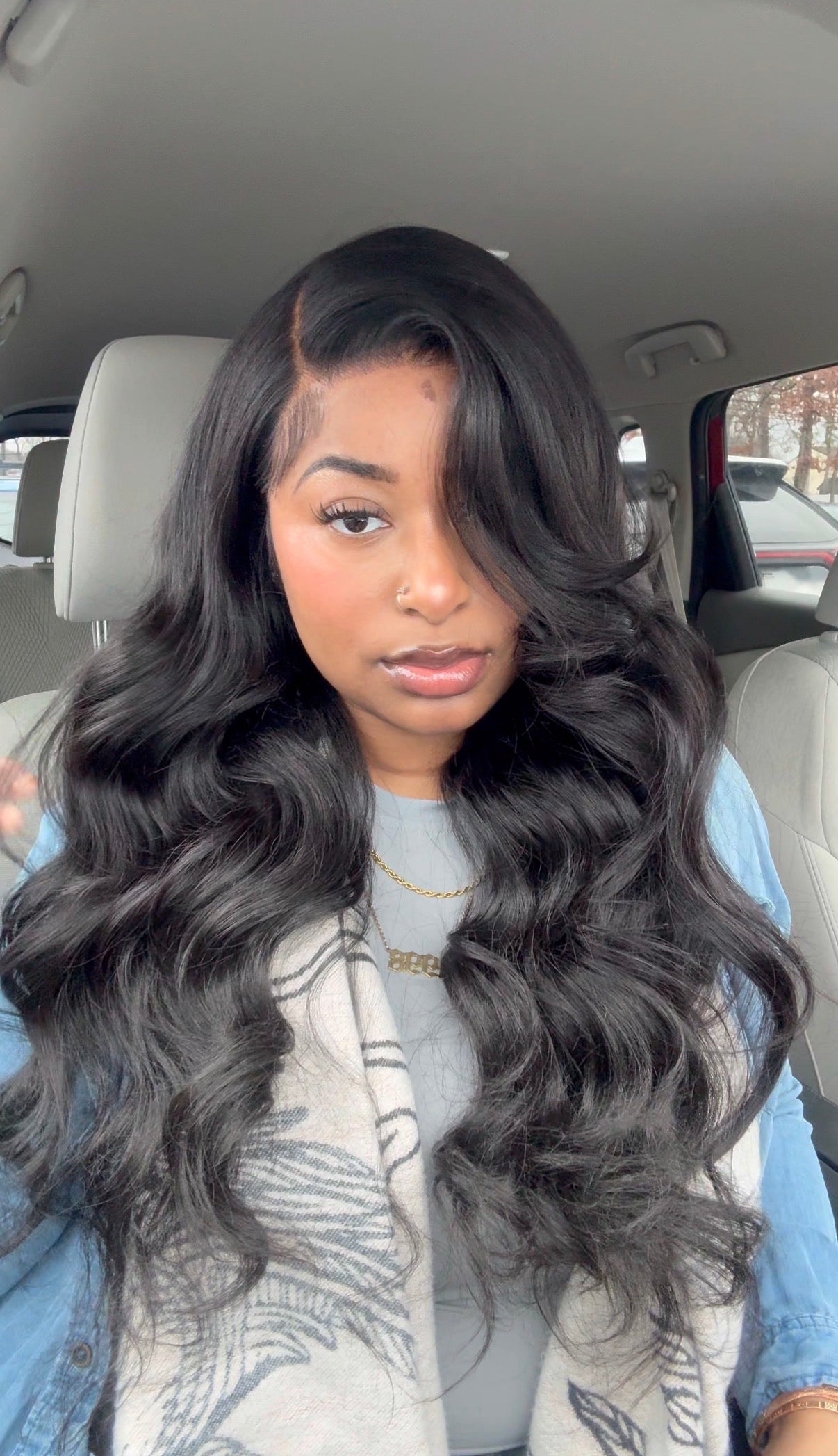 Sunber 24” Body Wave Glueless Lace Front Wig | Natural Black