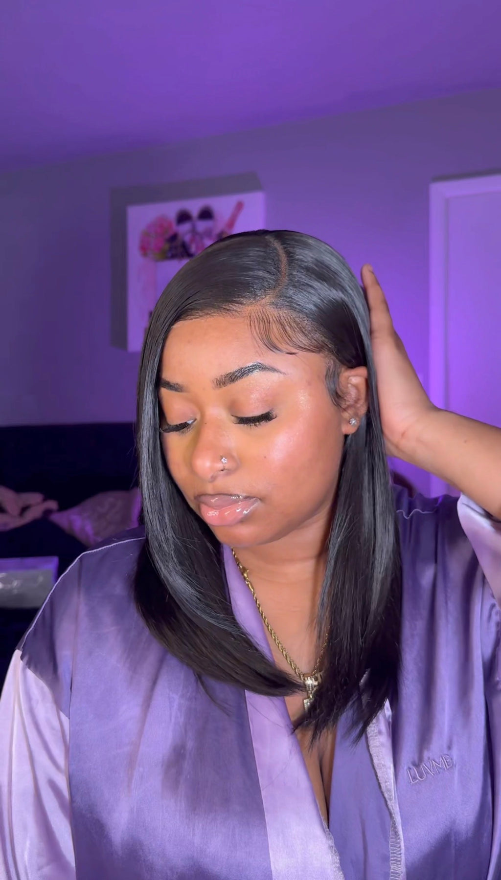 U&A Hair 9x7 Glueless C-Part Synthetic Wig | 14” Natural Black