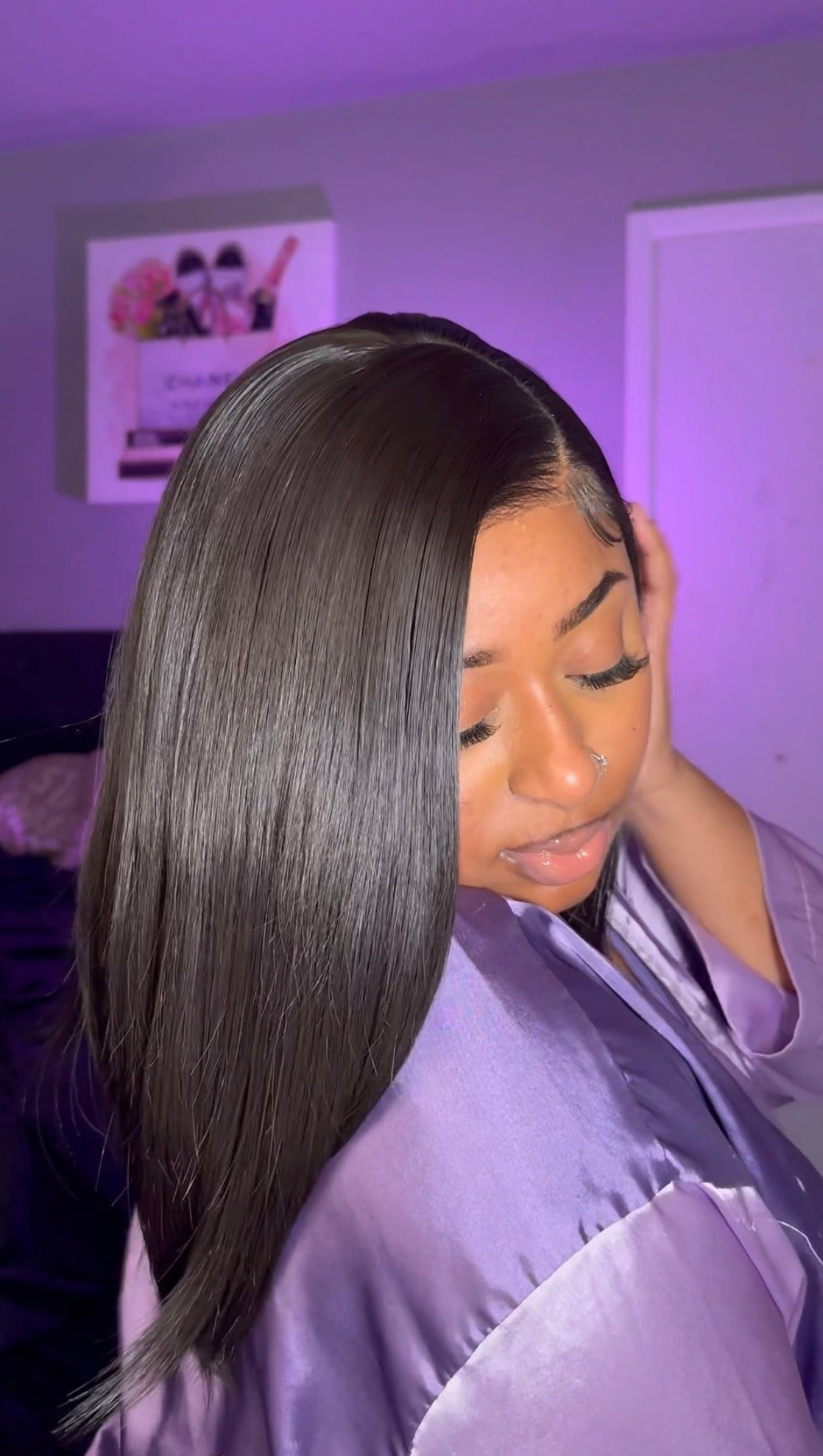 U&A Hair 9x7 Glueless C-Part Synthetic Wig | 14” Natural Black
