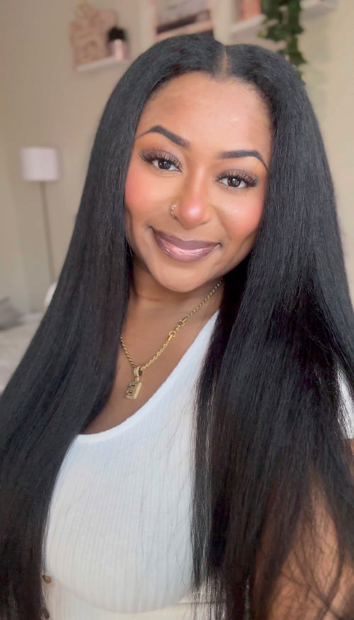 24” Nadula Kinky Straight V-Part Human Hair Wig