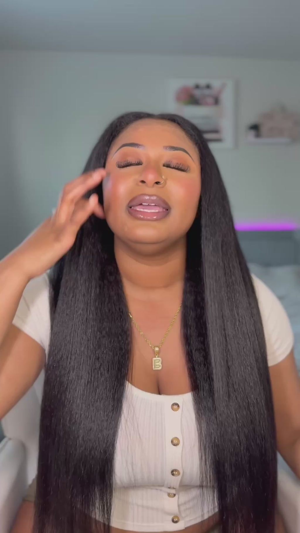 Sterly 26” Kinky Straight V-Part Human Hair Wig