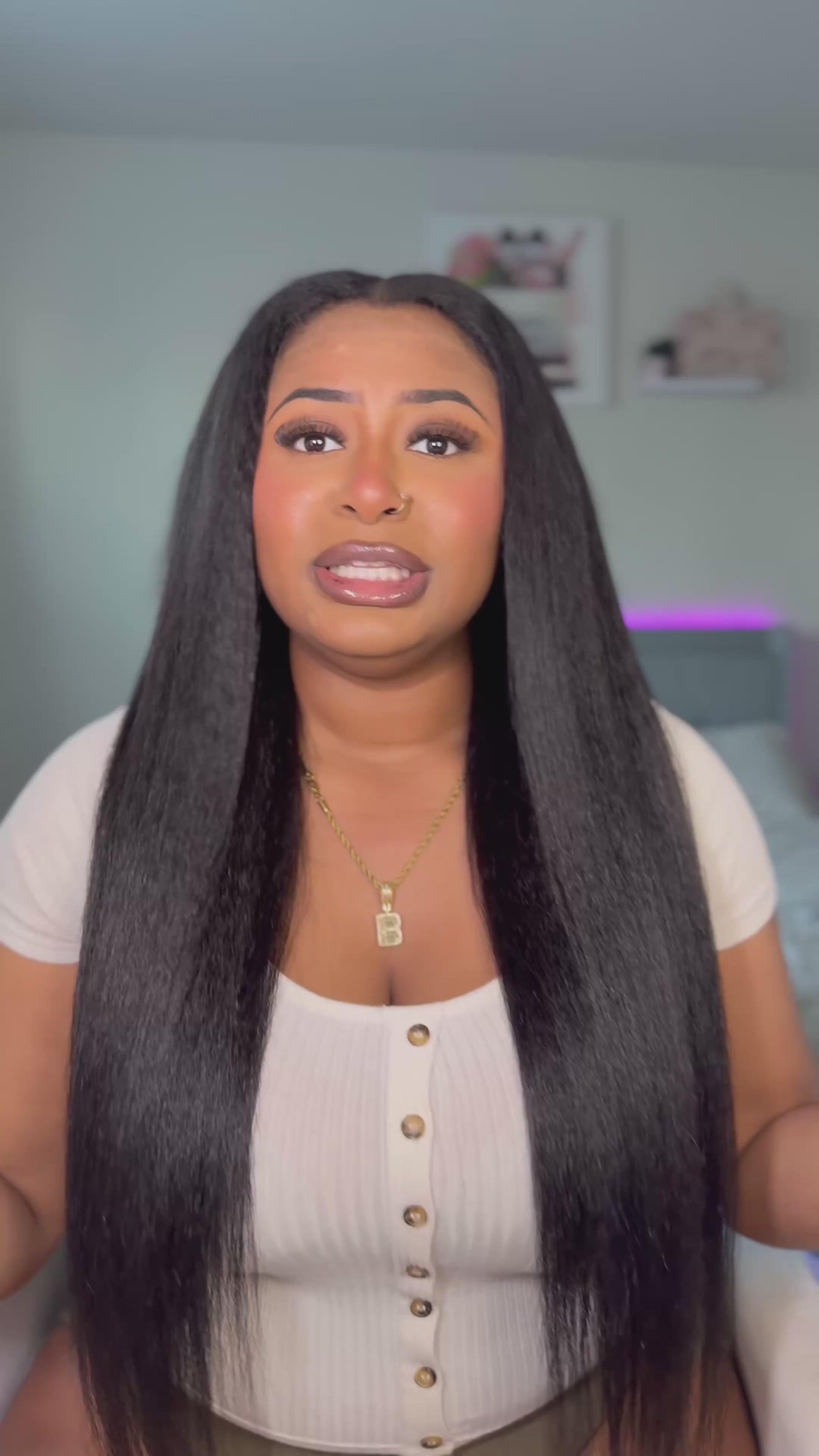 Sterly 26” Kinky Straight V-Part Human Hair Wig