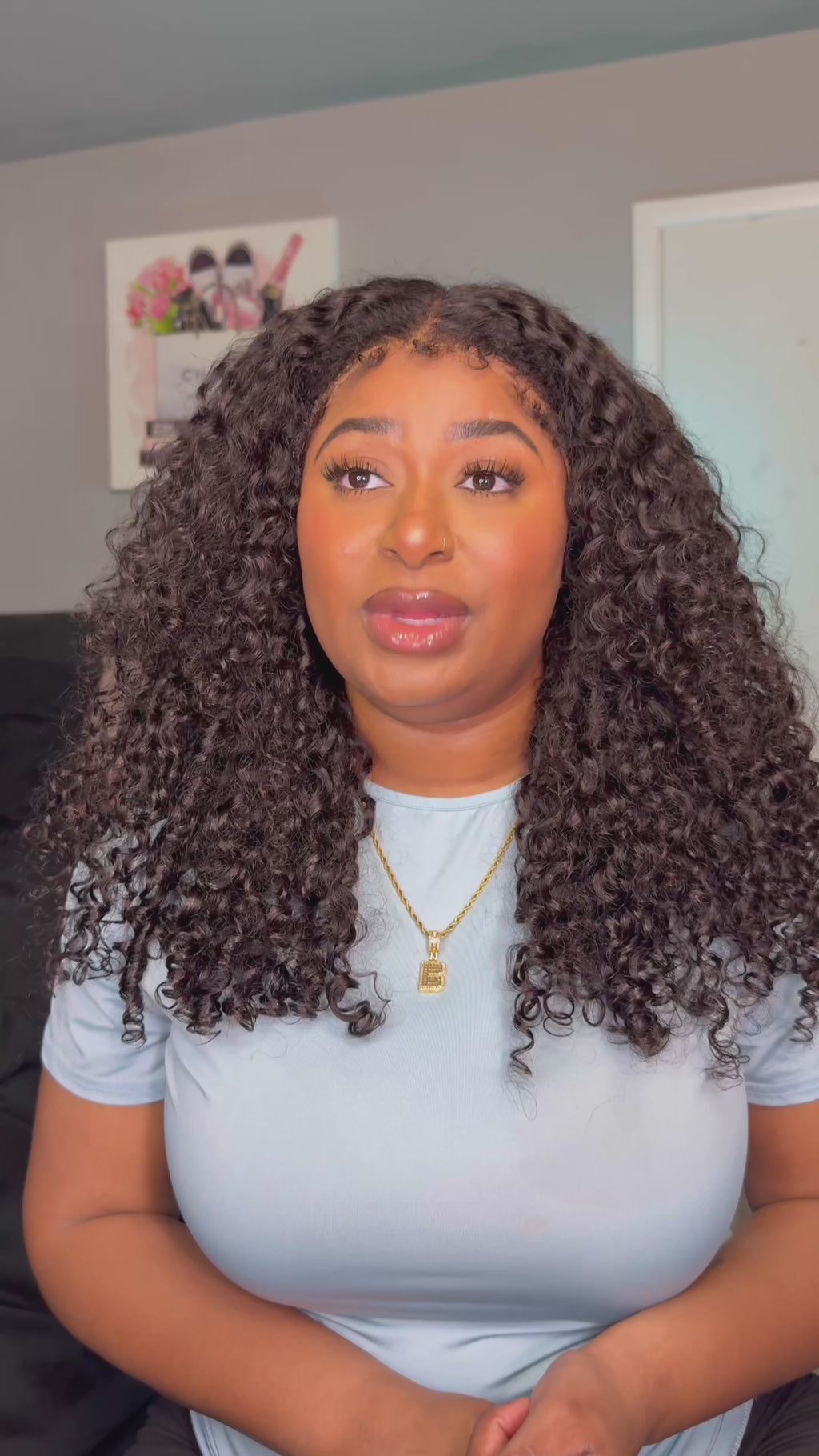 Hermosa 4C Edge Curly Glueless Wig – 13x6 Drawstring Lace | 20” | Luxe Rewear