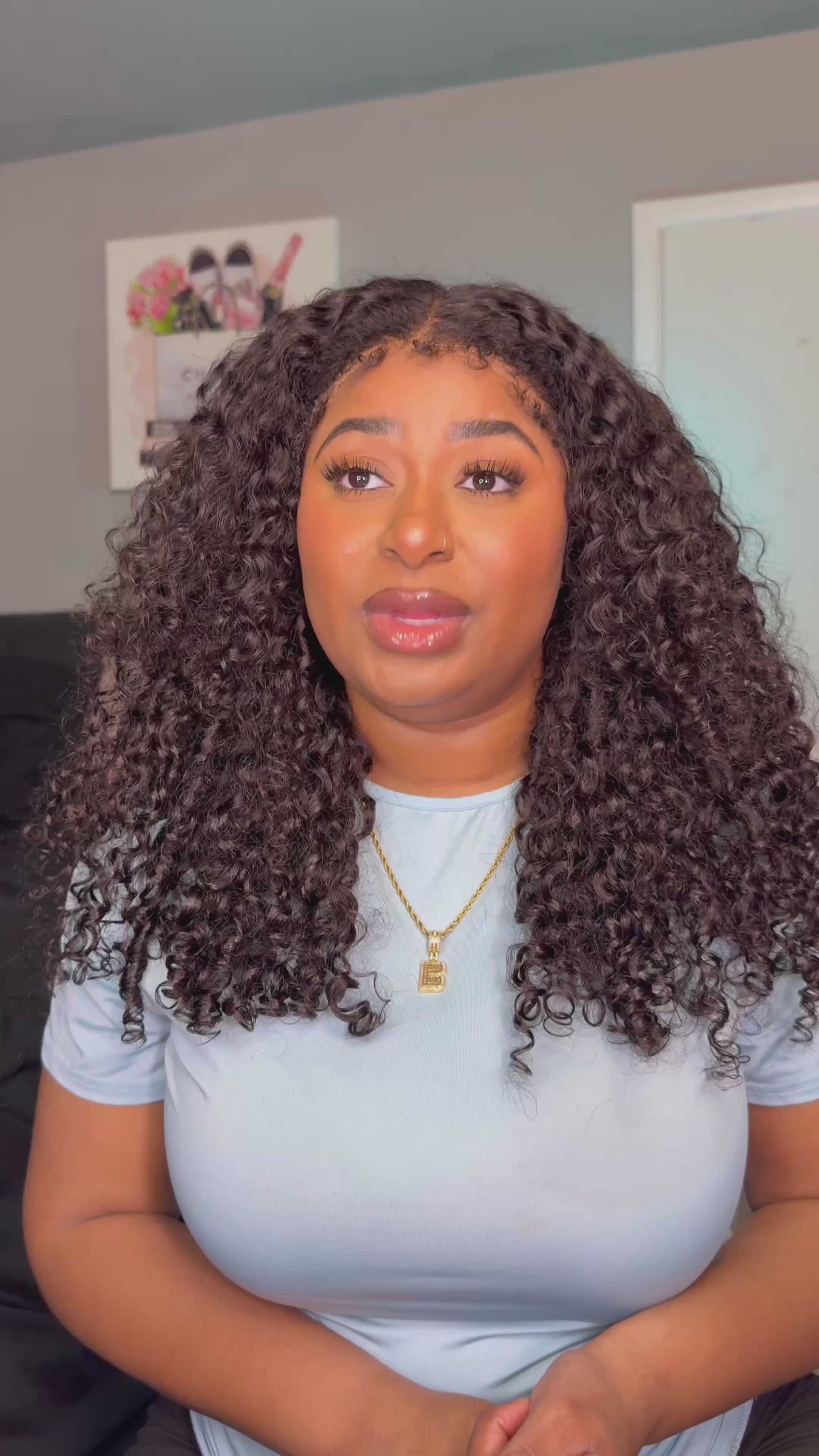 Hermosa 4C Edge Curly Glueless Wig – 13x6 Drawstring Lace | 20” | Luxe Rewear