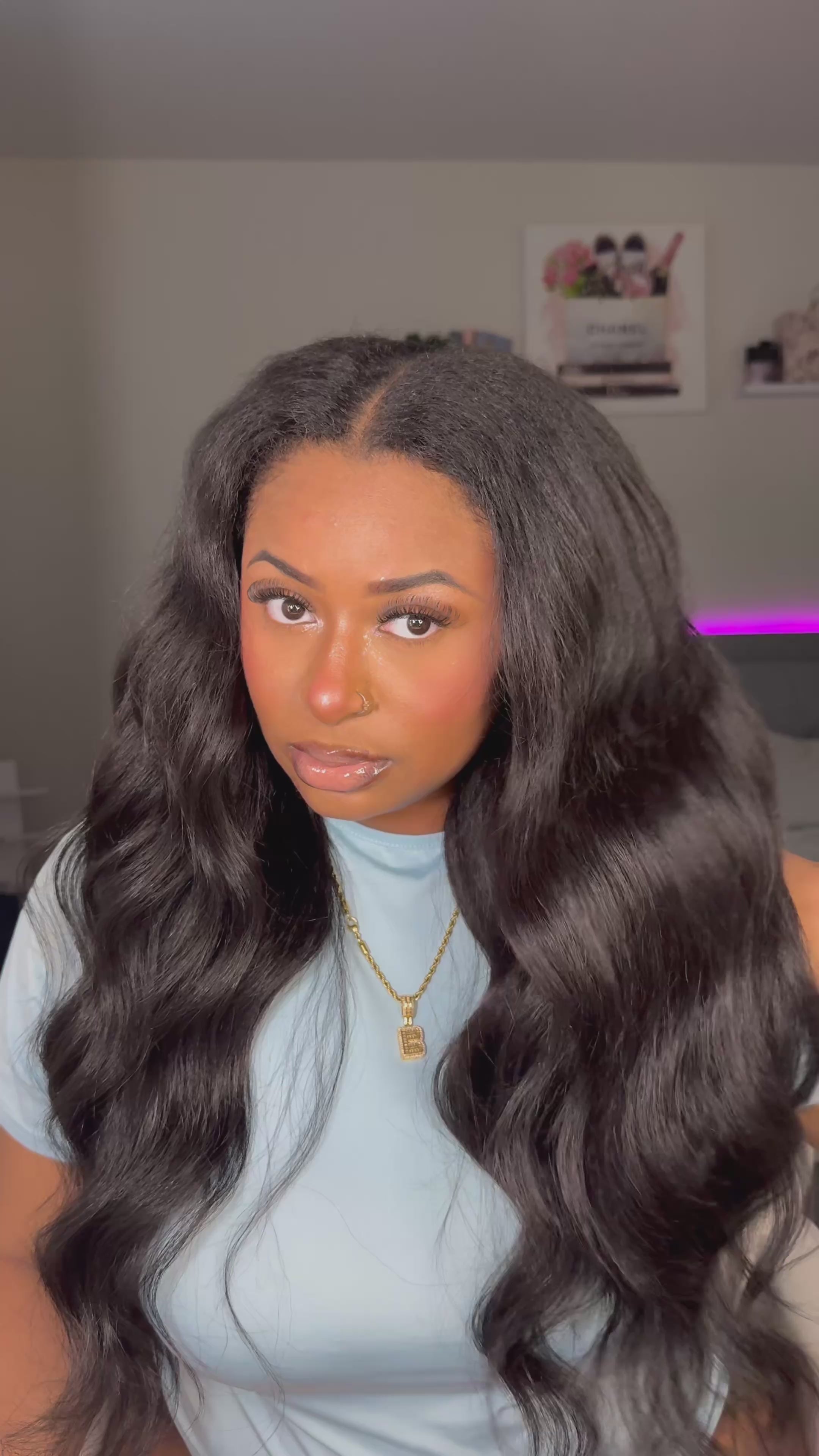 24” Nadula Kinky Straight V-Part Human Hair Wig